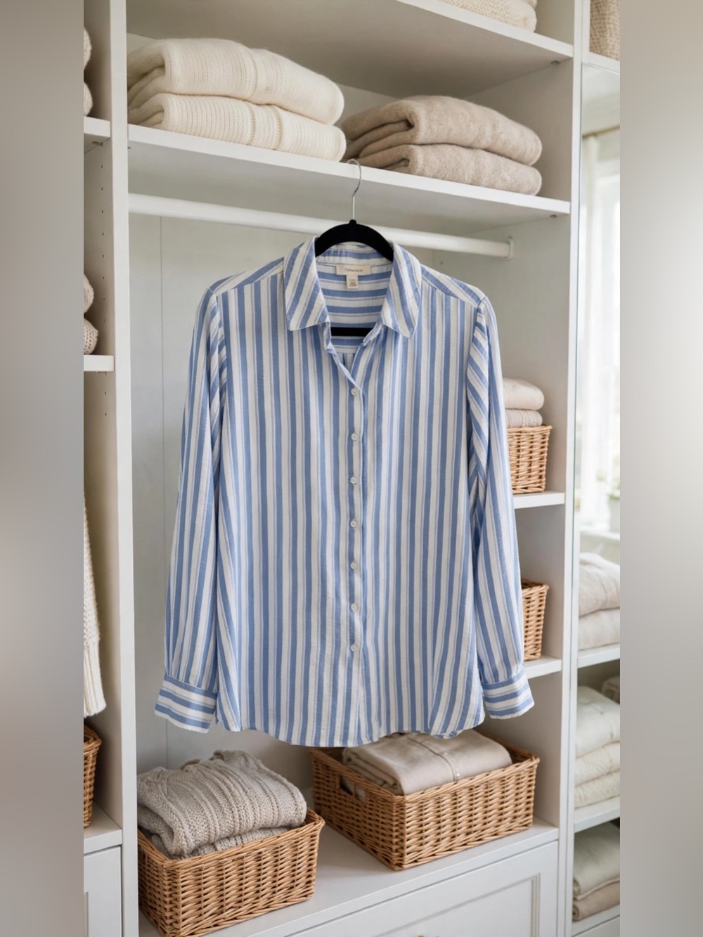 Classic Blue & White Striped Button-Down Shirt